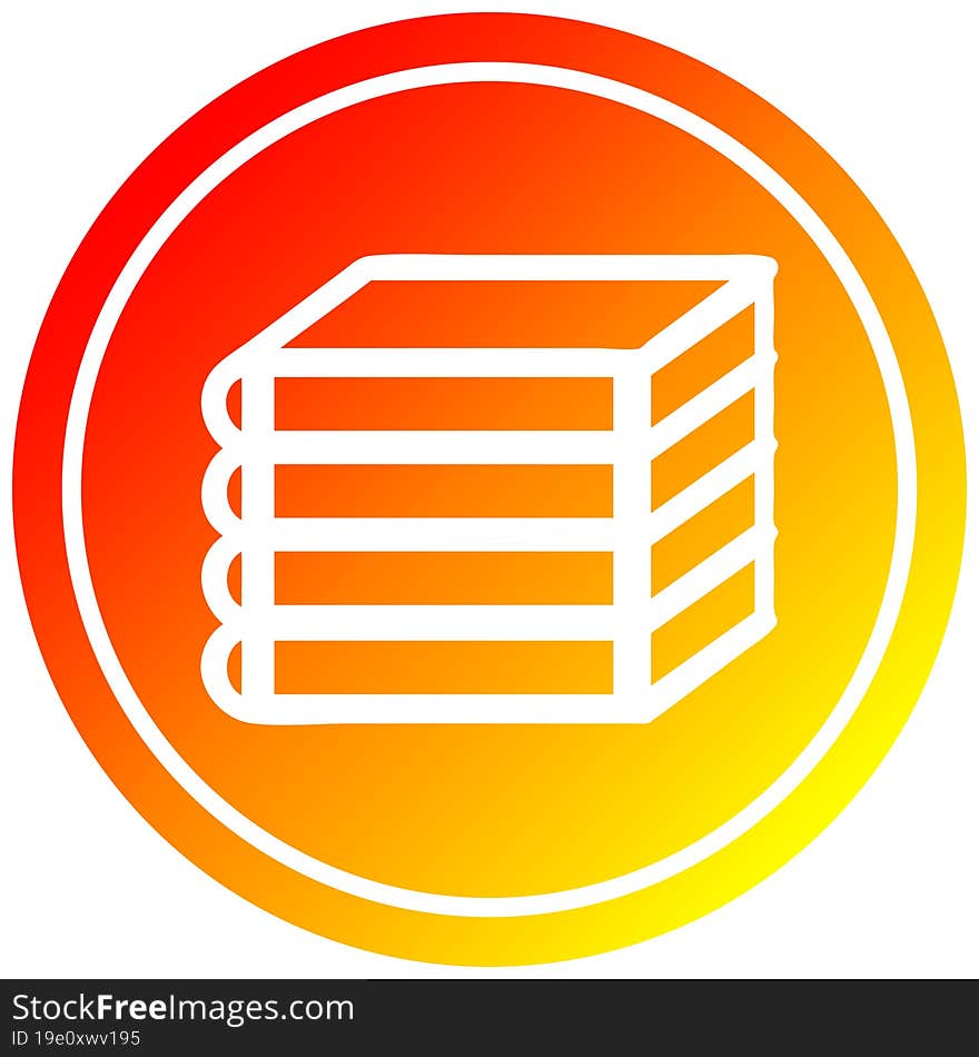 stack of books circular in hot gradient spectrum