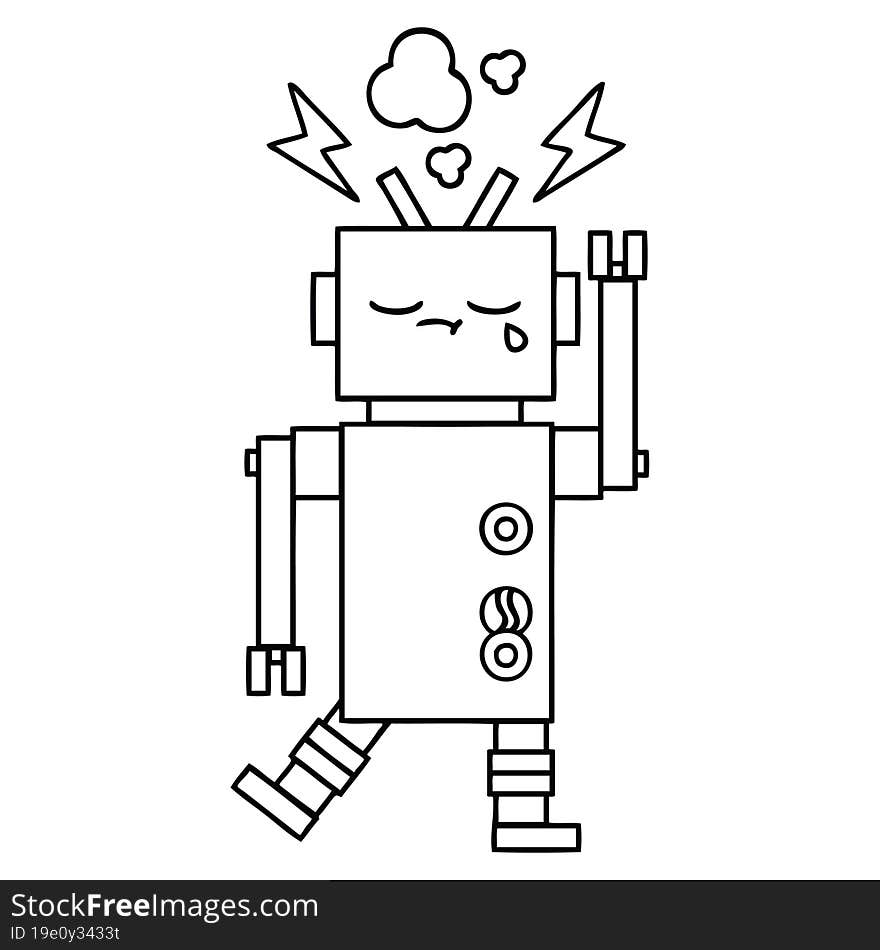 Line Drawing Cartoon Robot