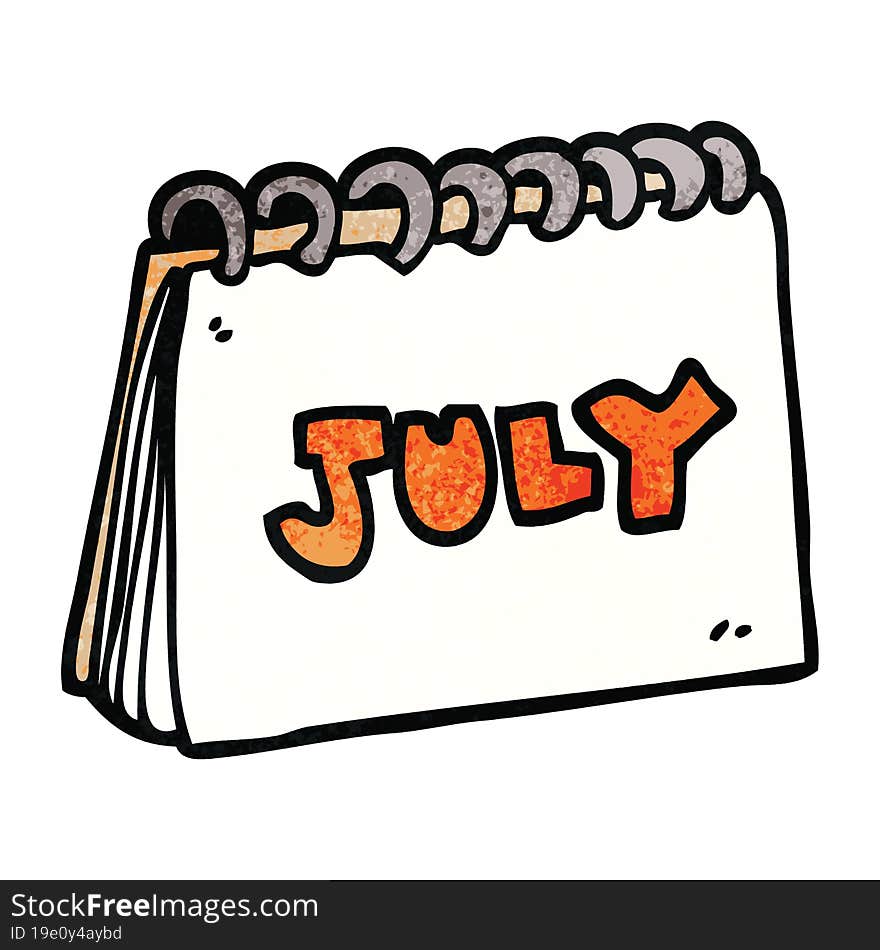 cartoon doodle calendar showing month of july