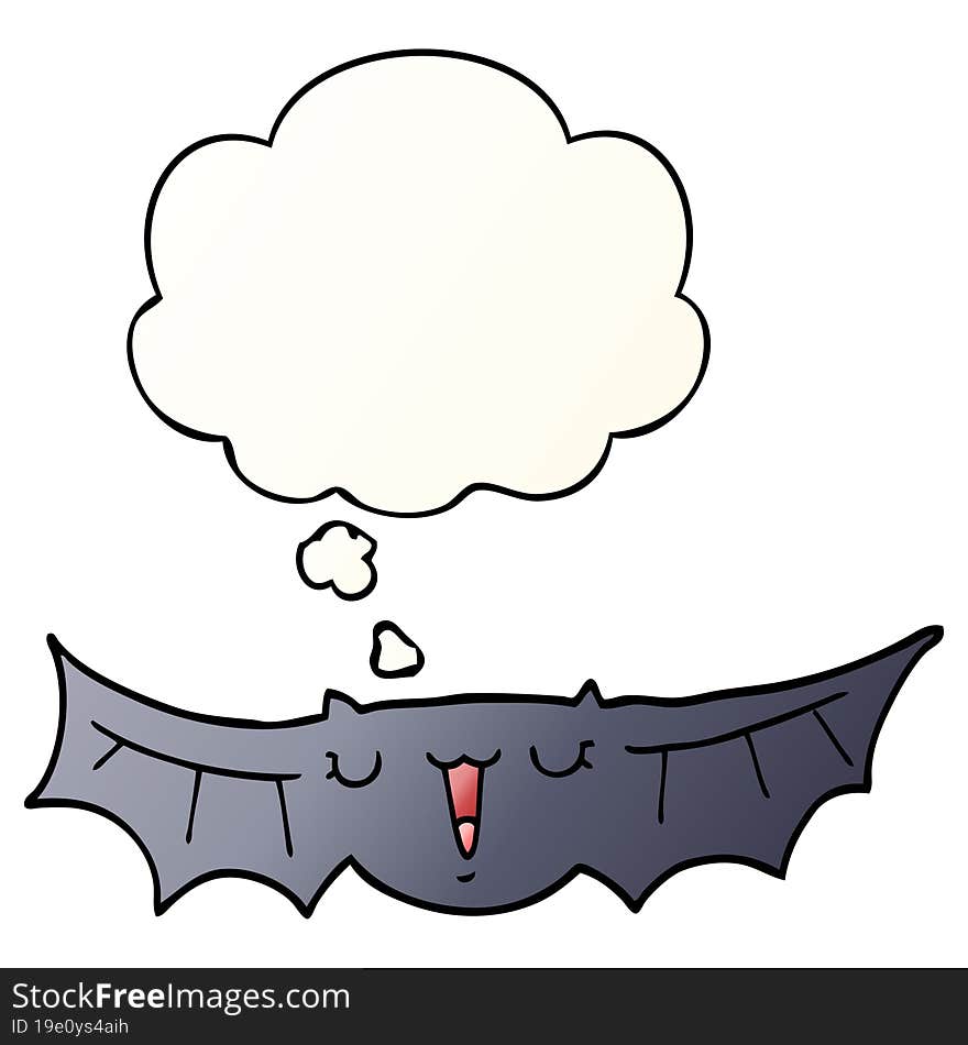 Cartoon Bat And Thought Bubble In Smooth Gradient Style