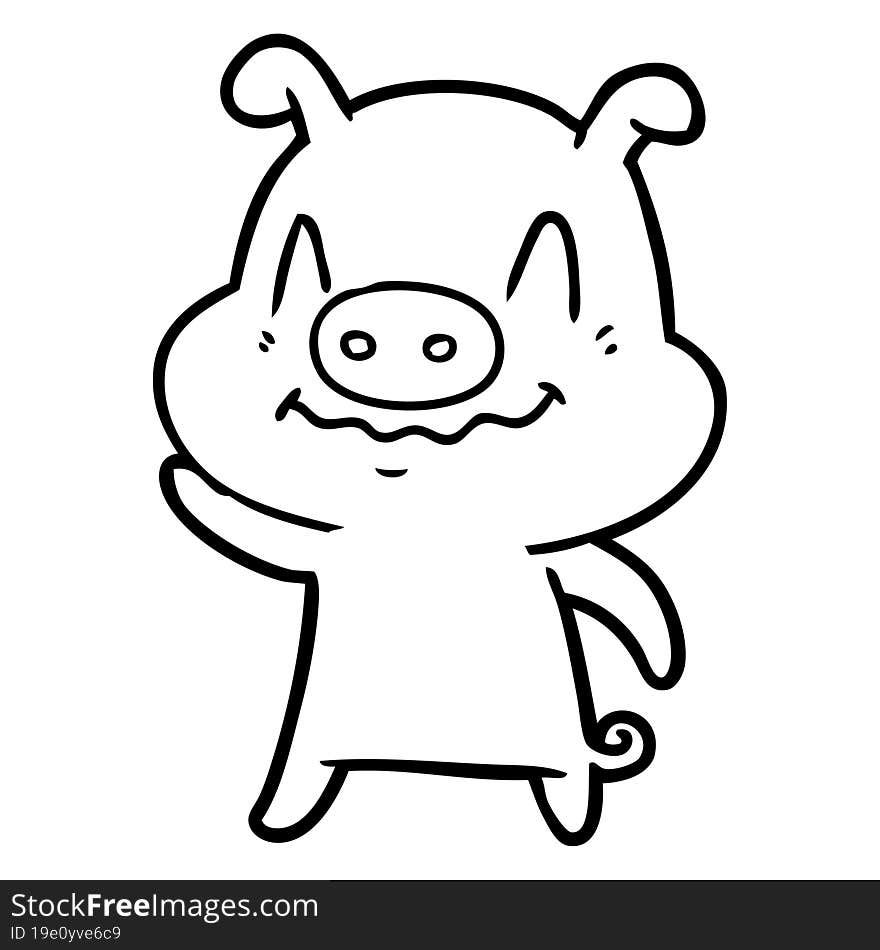 nervous cartoon pig. nervous cartoon pig