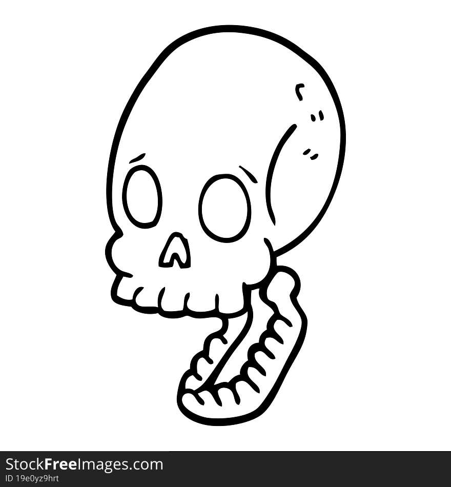 Line Drawing Cartoon Skull