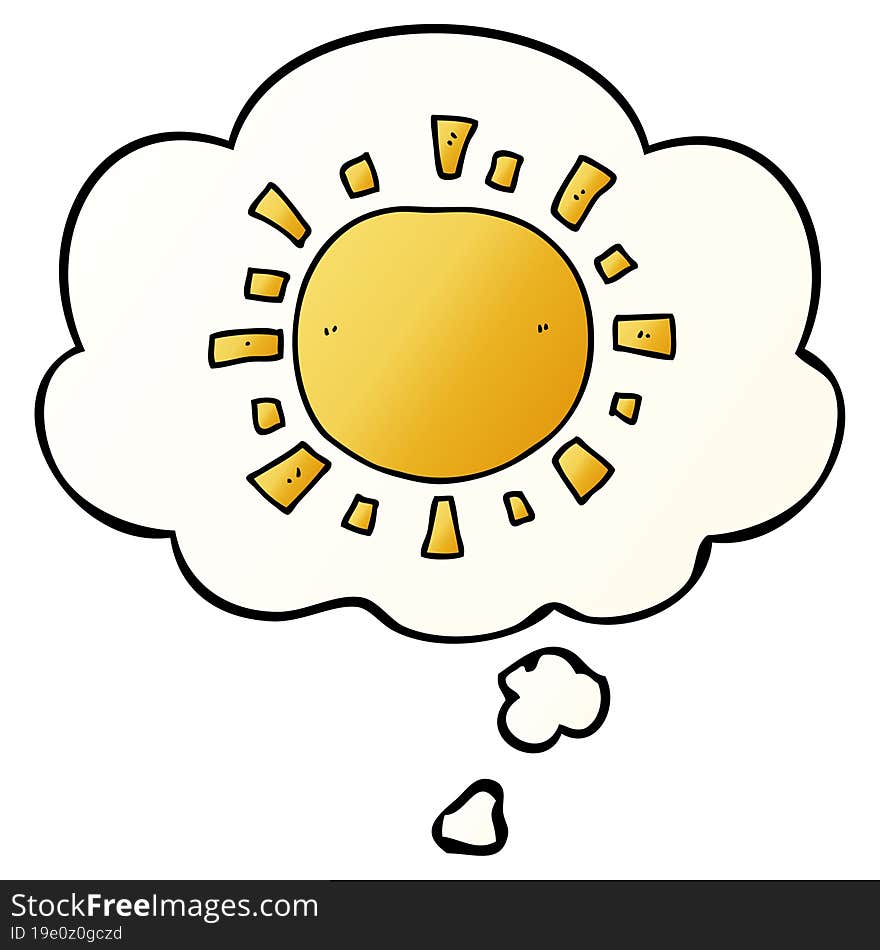 cartoon sun and thought bubble in smooth gradient style