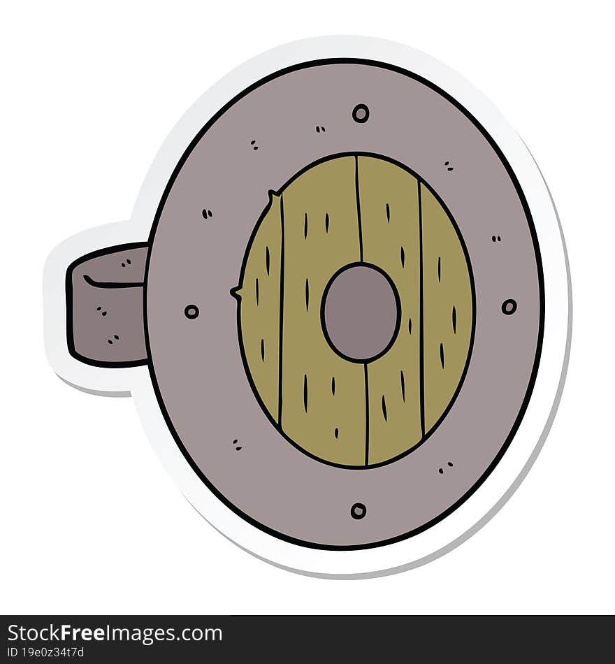 sticker of a viking shield cartoon