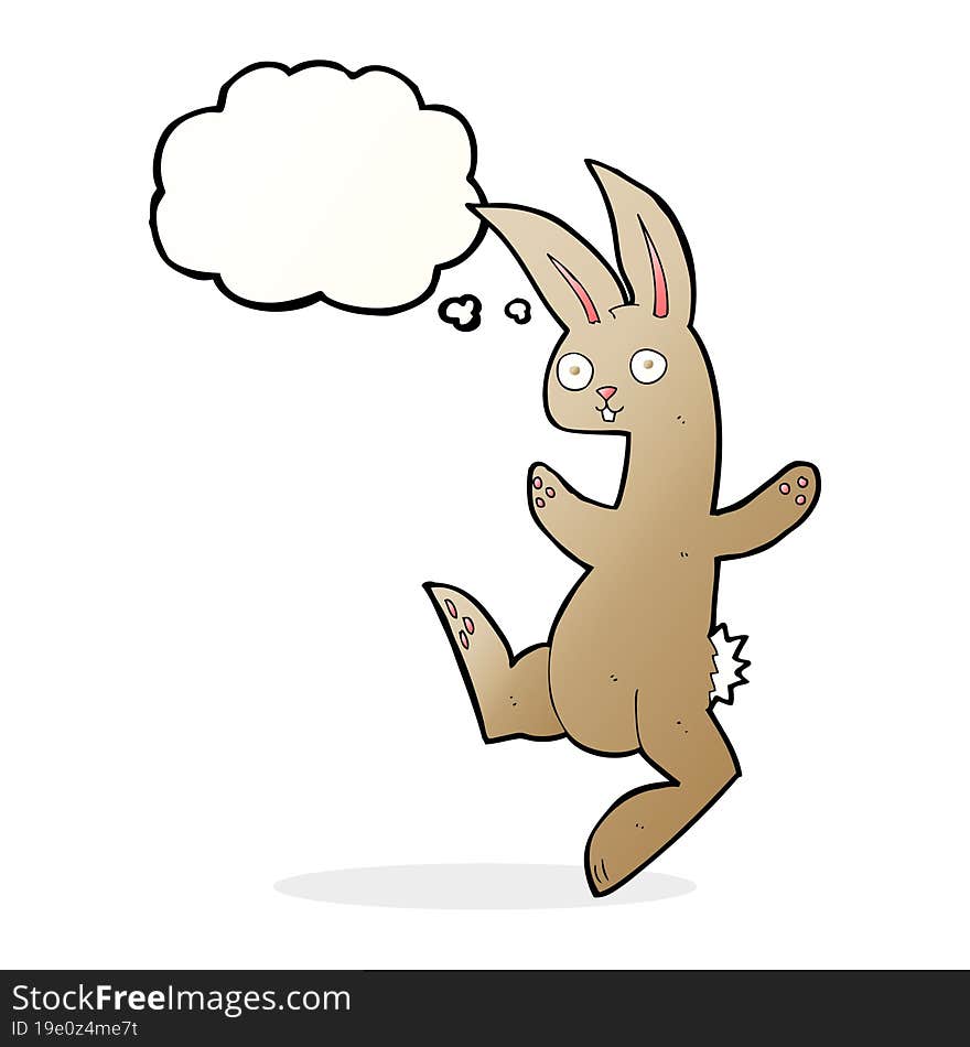 funny cartoon rabbit with thought bubble