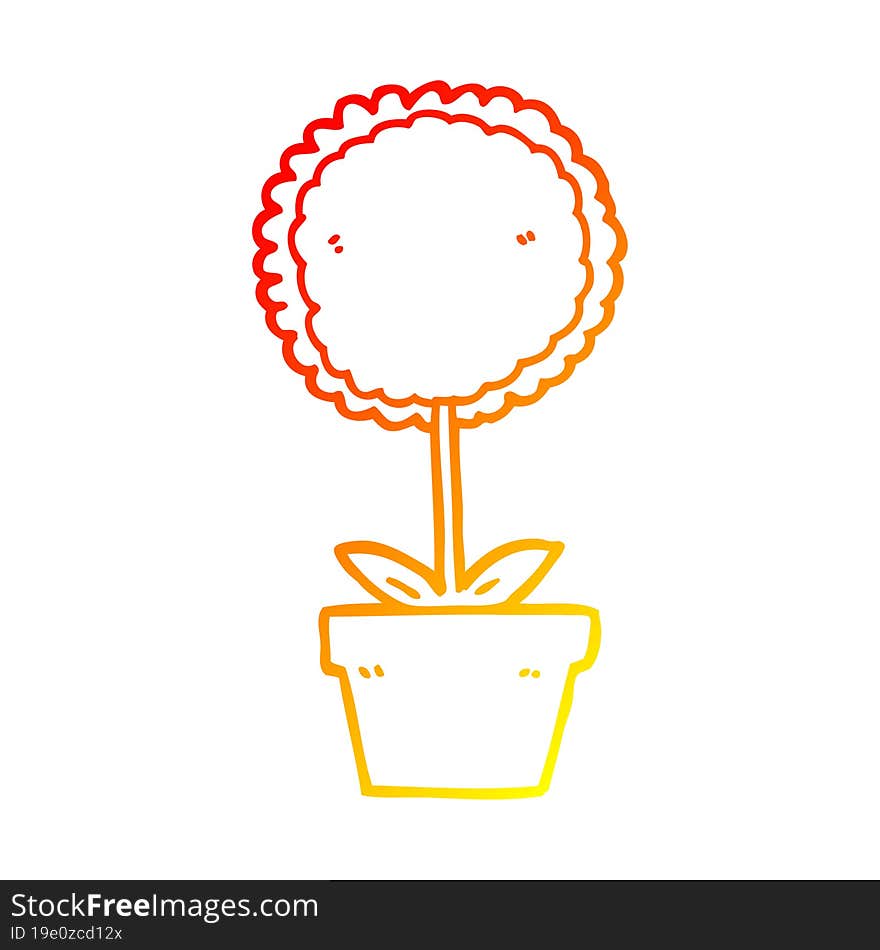 warm gradient line drawing cute cartoon flower