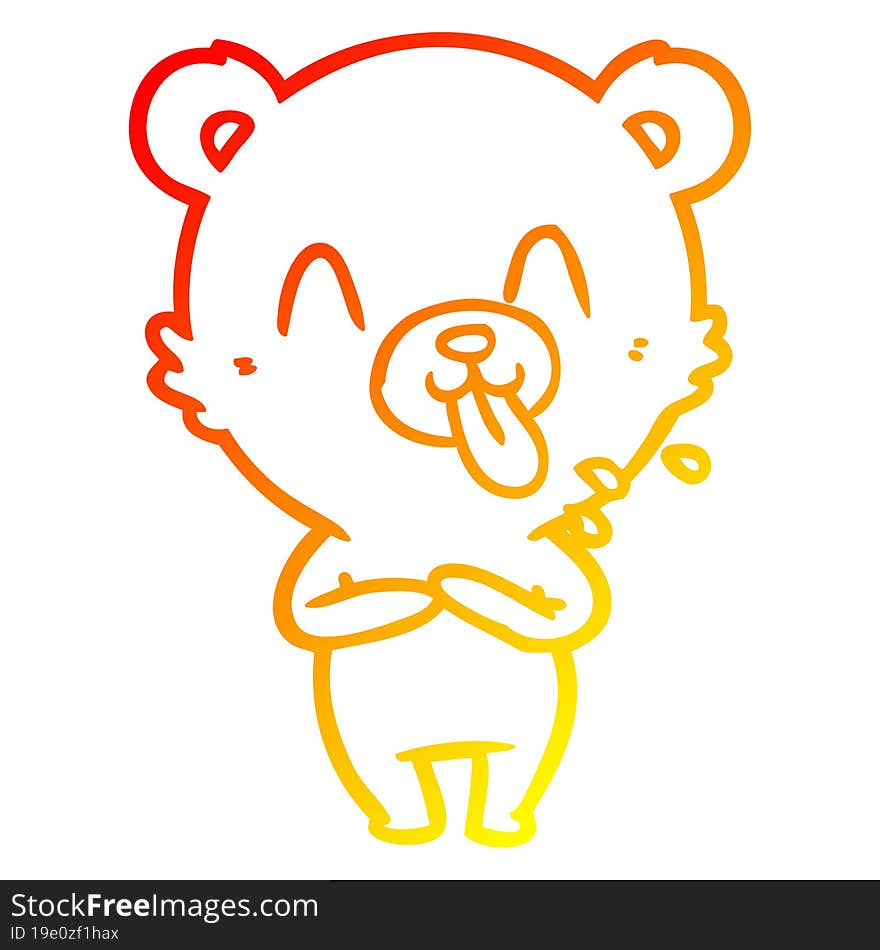 warm gradient line drawing rude cartoon bear