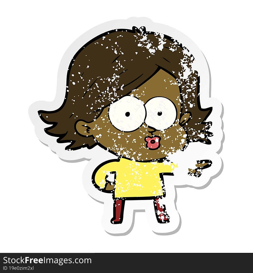 Distressed Sticker Of A Cartoon Girl Pouting