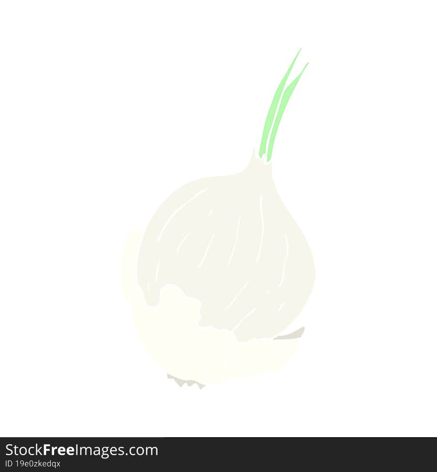 Flat Color Illustration Of A Cartoon Garlic