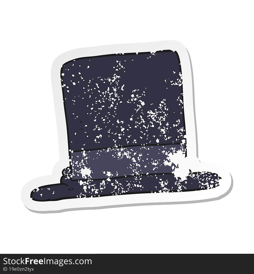 retro distressed sticker of a cartoon top hat