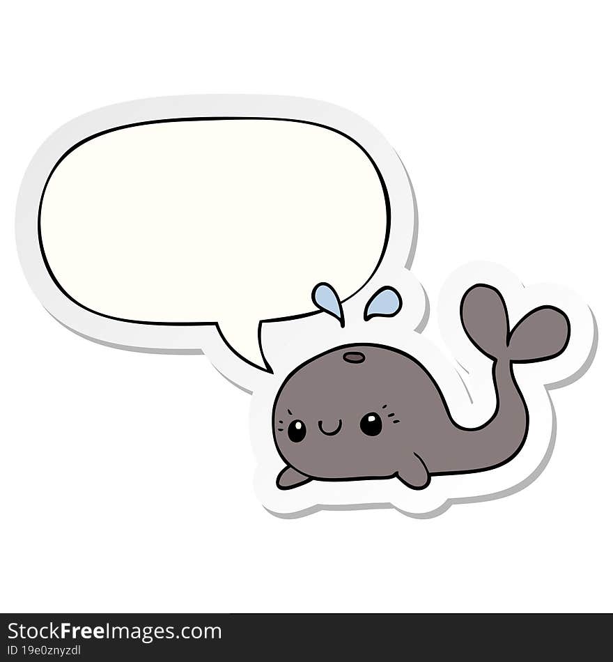 Cute Cartoon Whale And Speech Bubble Sticker