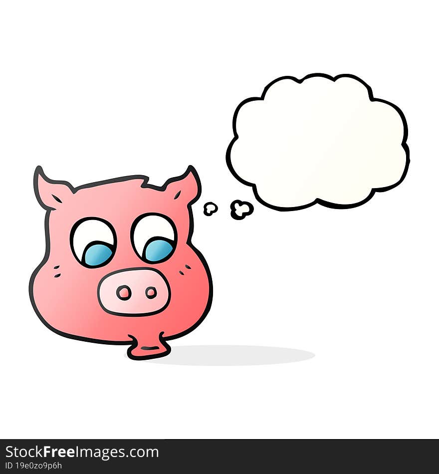 freehand drawn thought bubble cartoon pig