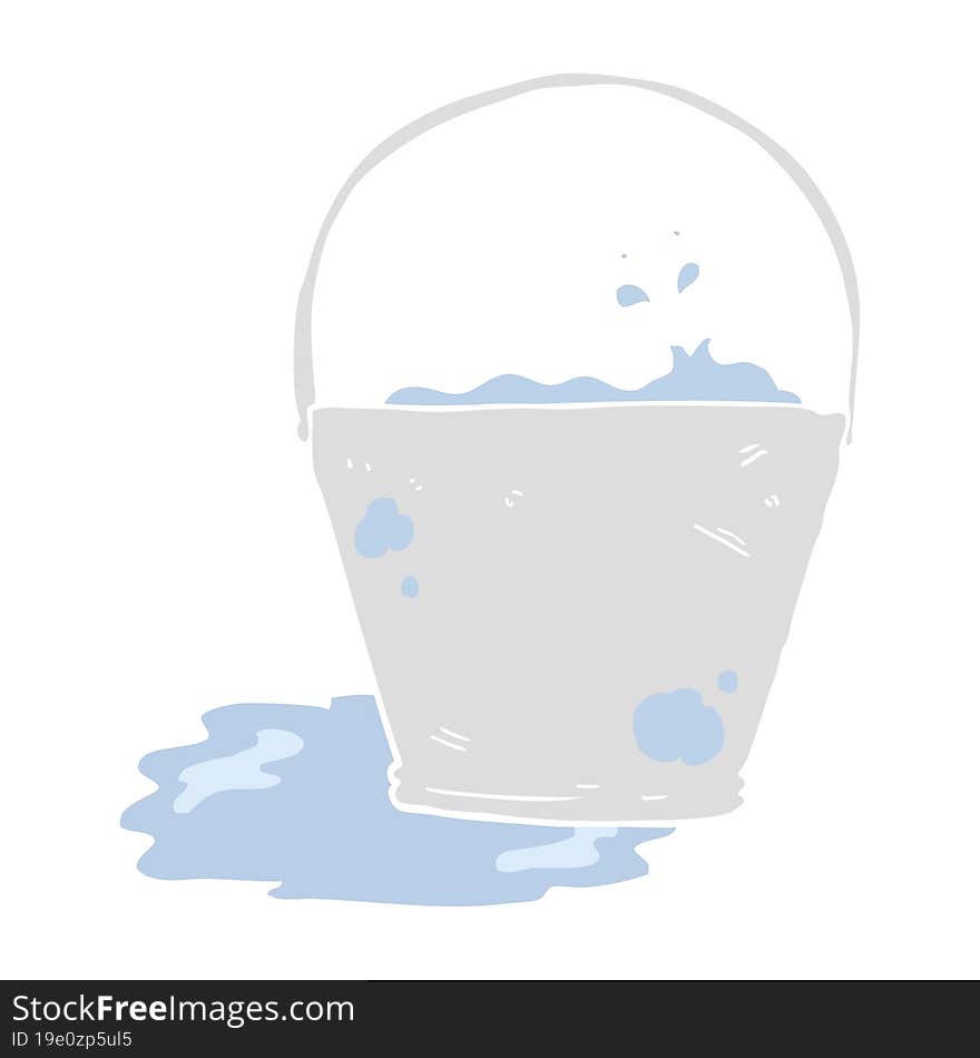 flat color illustration of a cartoon bucket of water