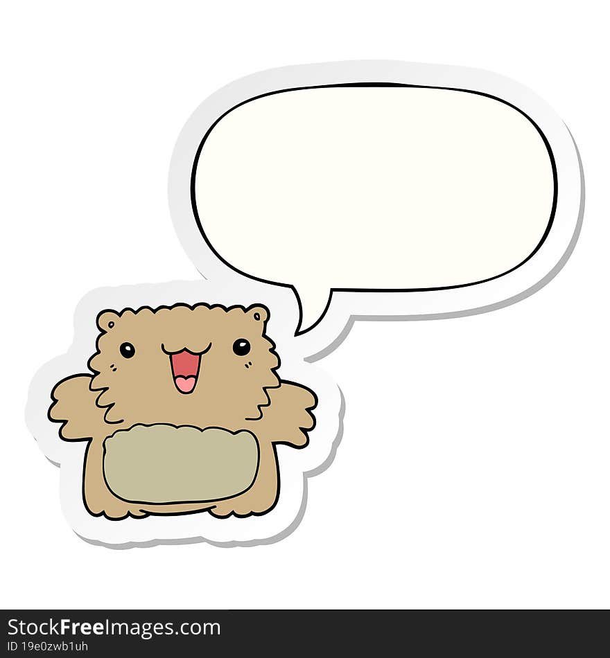 Cartoon Bear And Speech Bubble Sticker