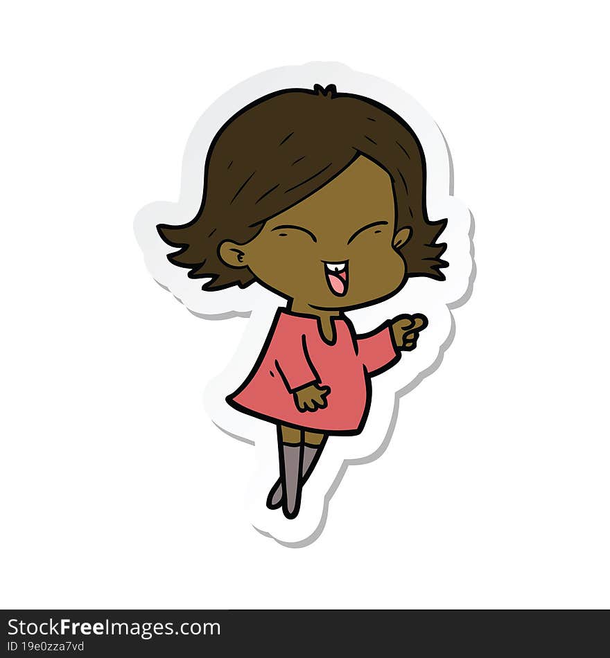 sticker of a happy cartoon girl