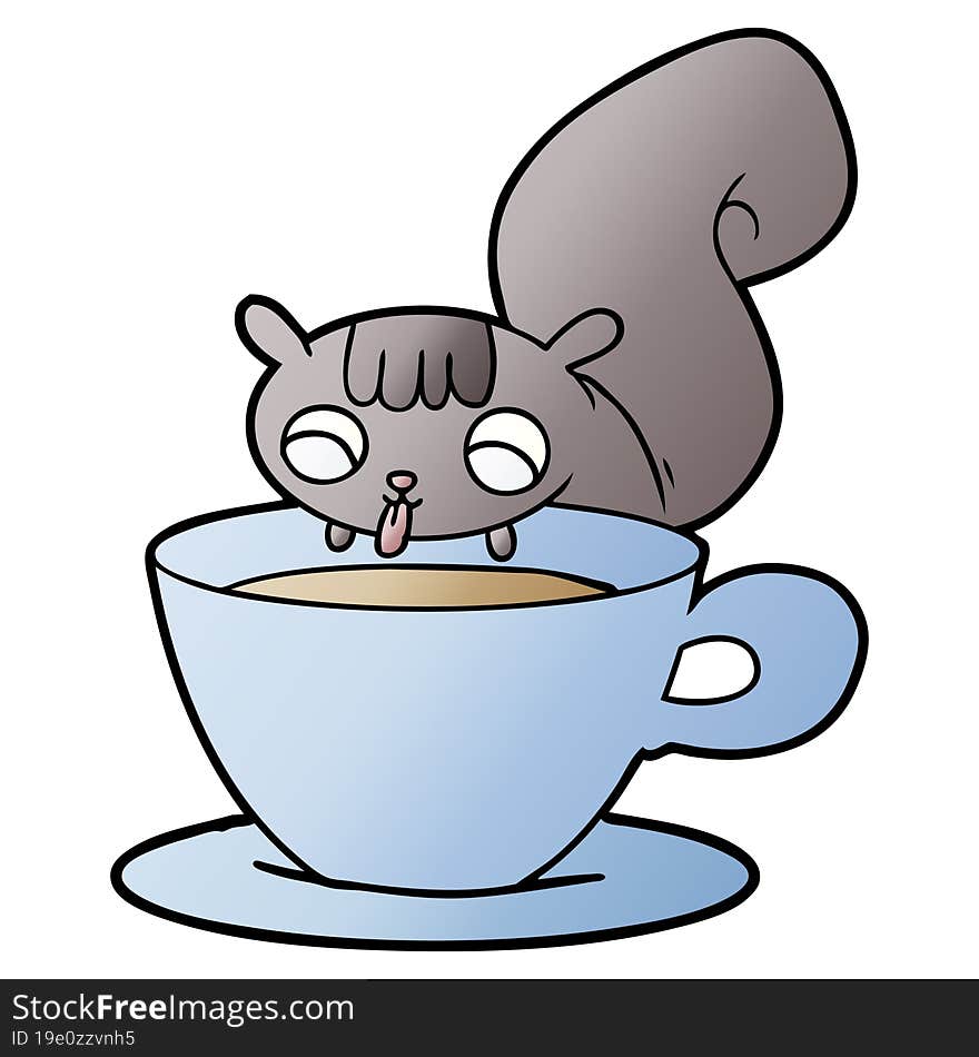 cartoon squirrel drinking tea. cartoon squirrel drinking tea