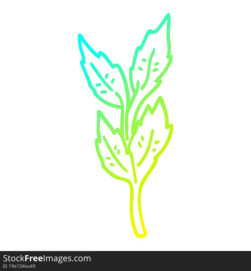 cold gradient line drawing of a cartoon leaves