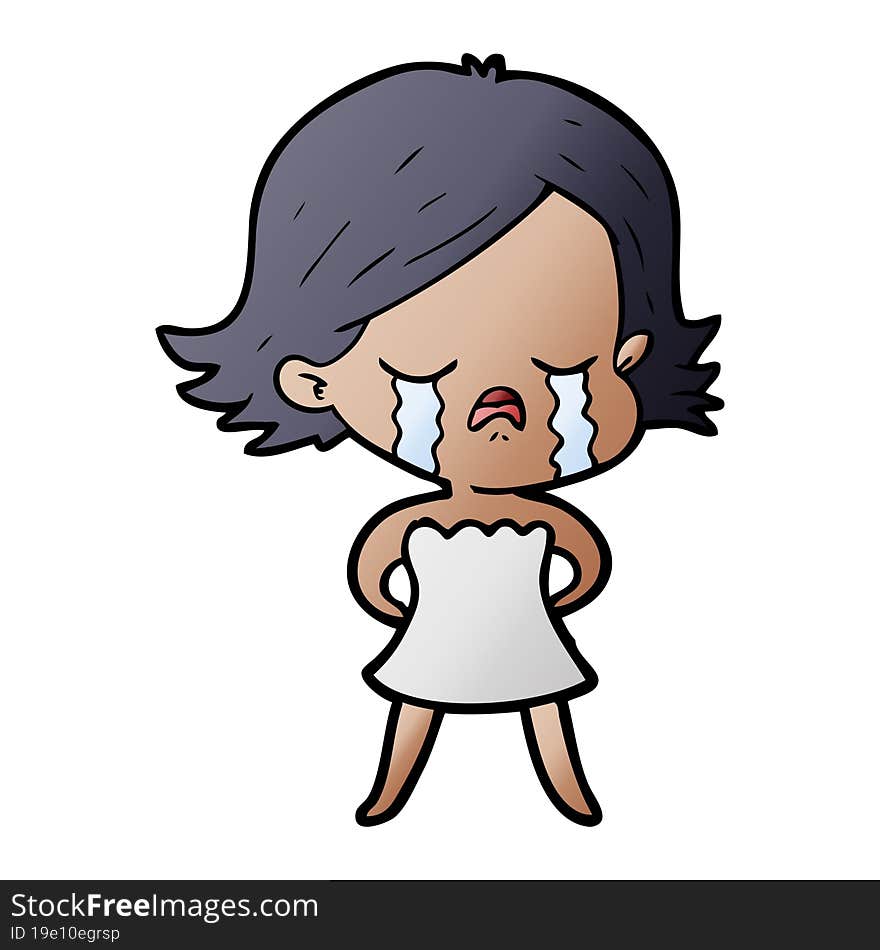 cartoon girl crying. cartoon girl crying