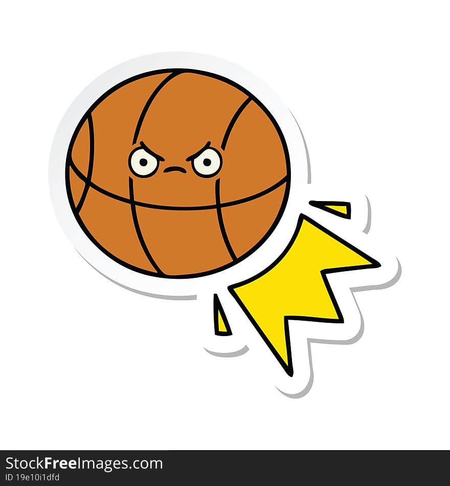 sticker of a cute cartoon basketball