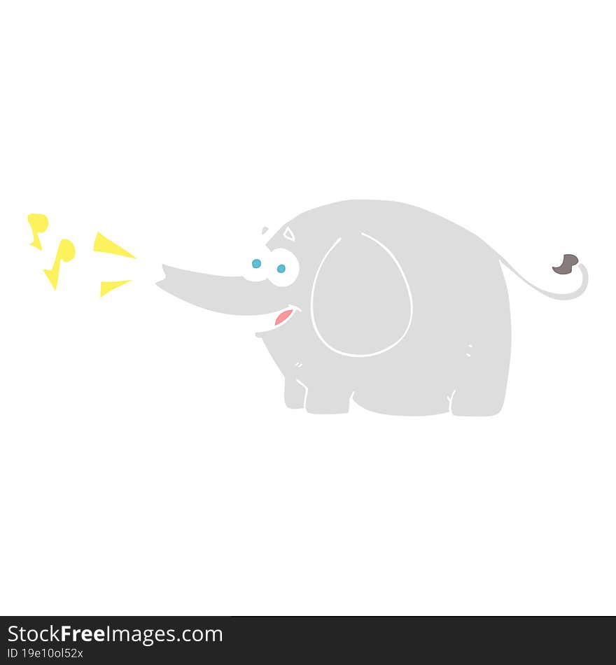 flat color illustration of a cartoon trumpeting elephant