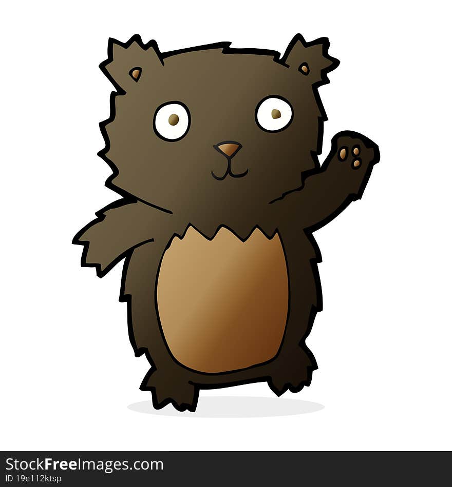 cartoon waving black bear cub