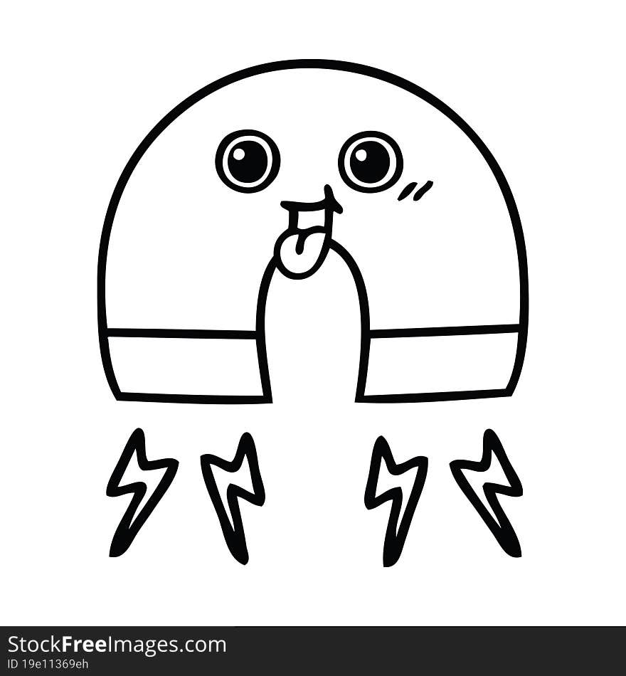 line drawing cartoon of a magnet. line drawing cartoon of a magnet