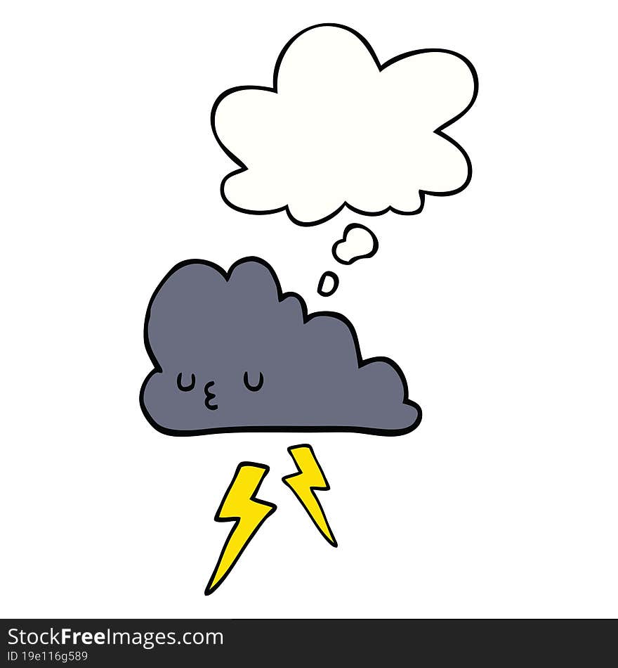 cartoon storm cloud with thought bubble. cartoon storm cloud with thought bubble