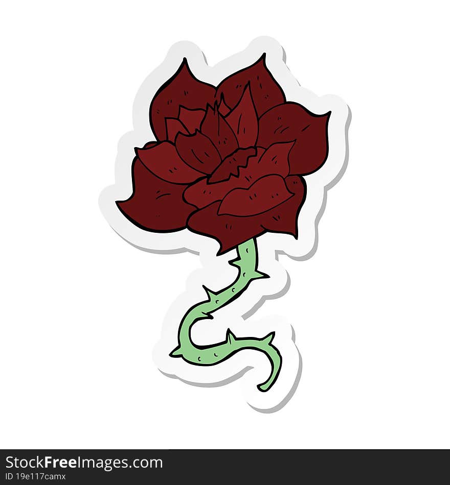 sticker of a cartoon rose