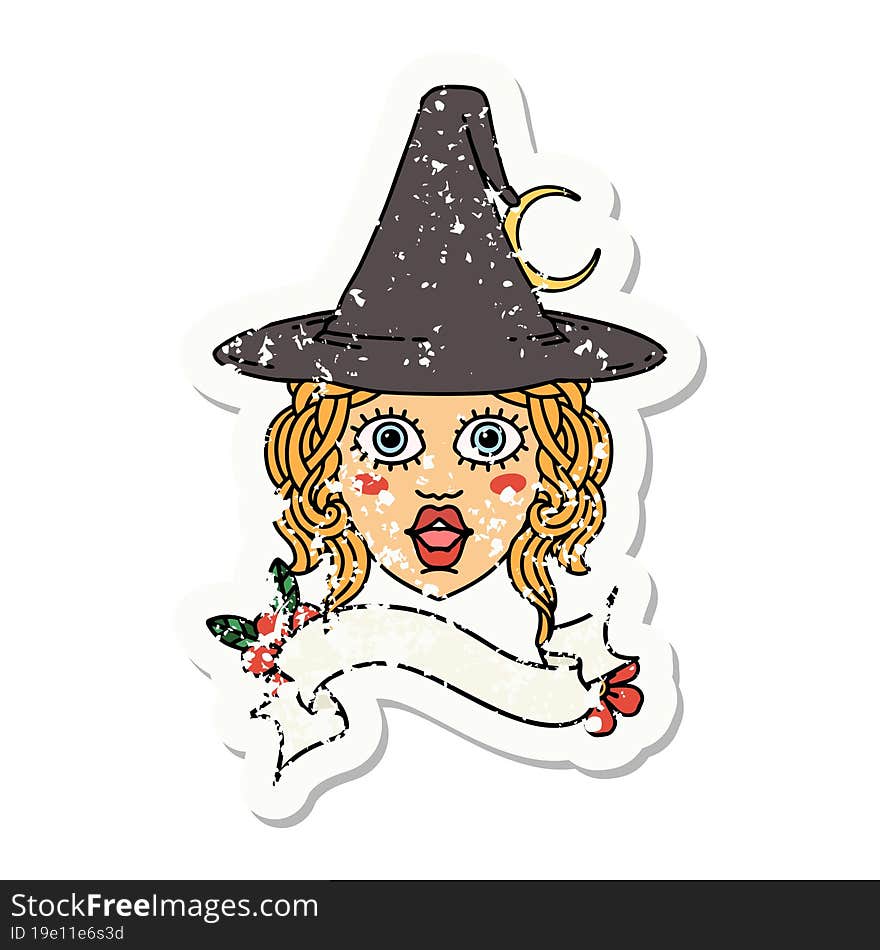 Human Witch Character Face Grunge Sticker