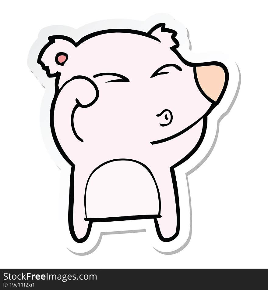 Sticker Of A Cartoon Tired Bear Rubbing Eyes