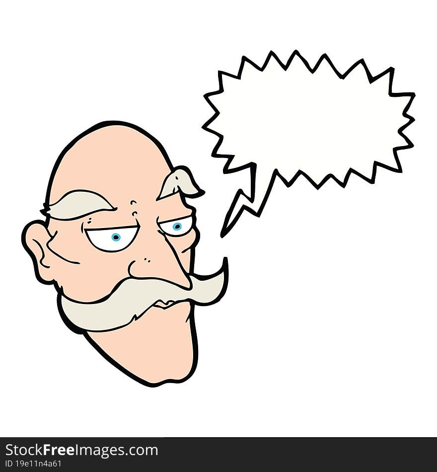 cartoon old man face with speech bubble