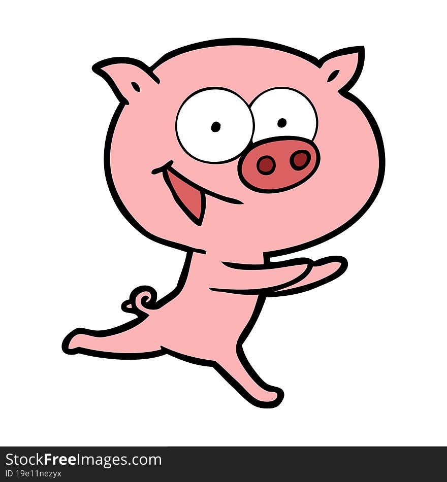 cheerful pig cartoon. cheerful pig cartoon