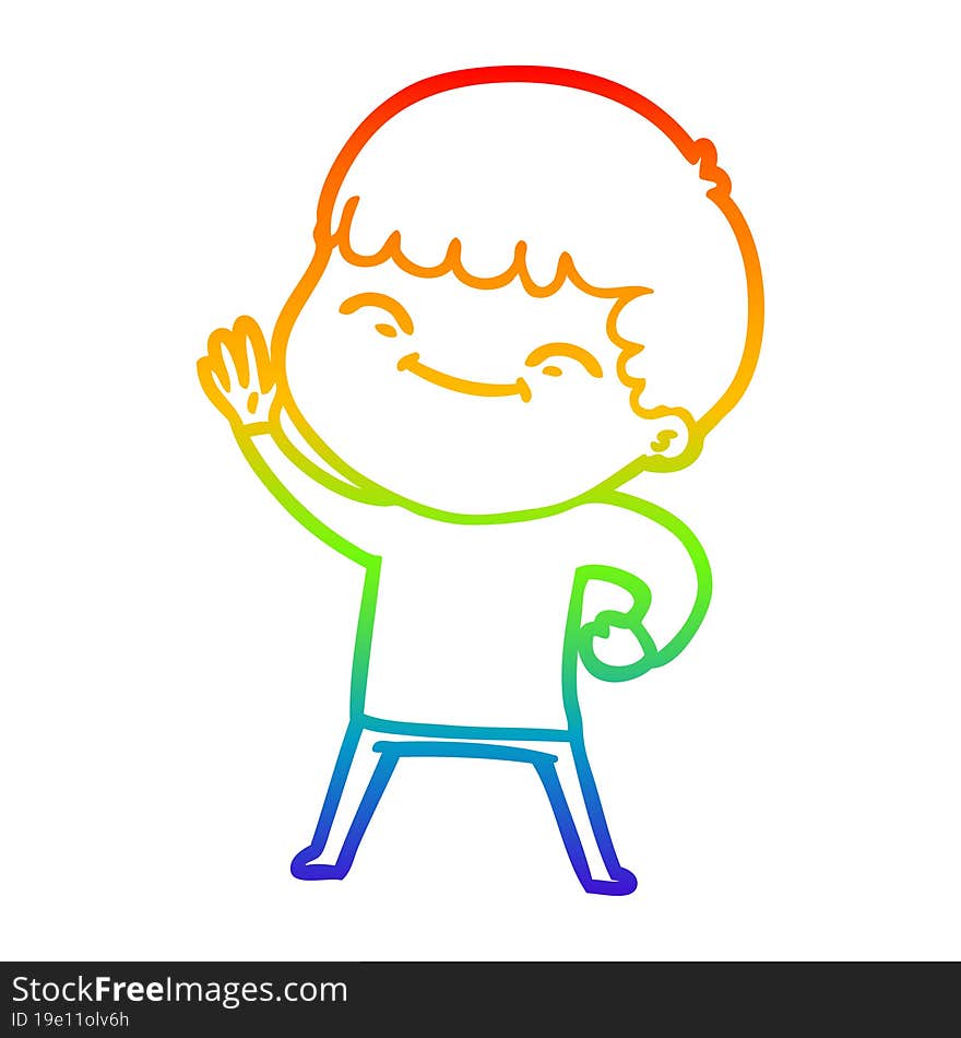 rainbow gradient line drawing cartoon smiling boy