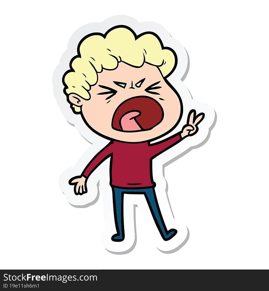 sticker of a cartoon furious man