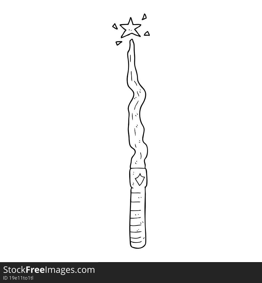 black and white cartoon magic wand