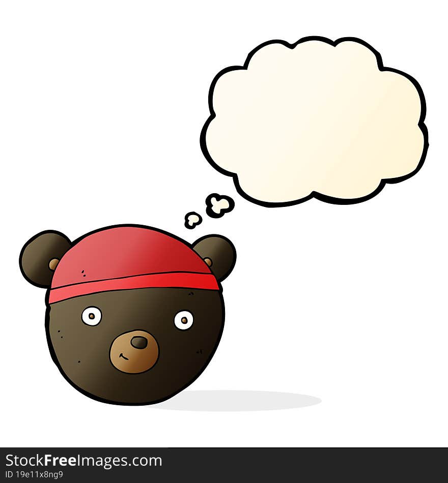 cartoon black bear face with thought bubble