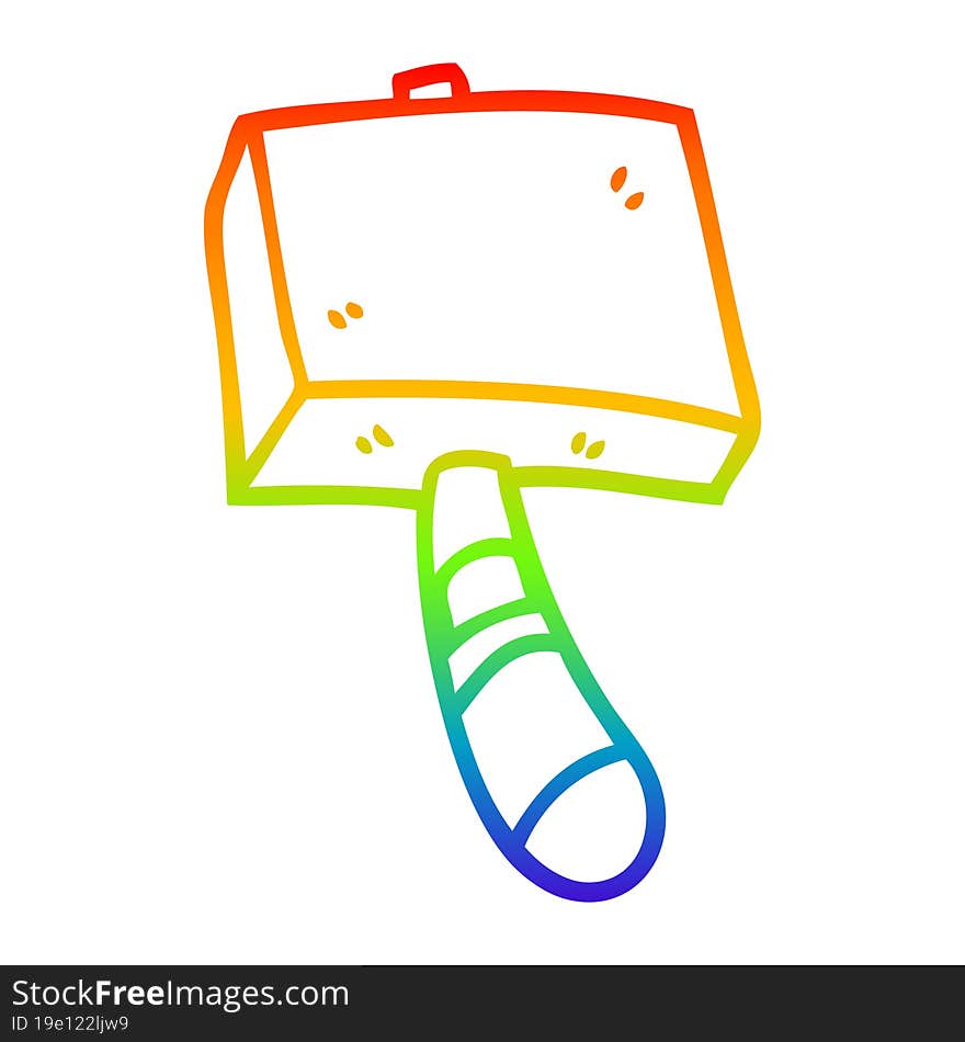 Rainbow Gradient Line Drawing Cartoon Wood Hammer