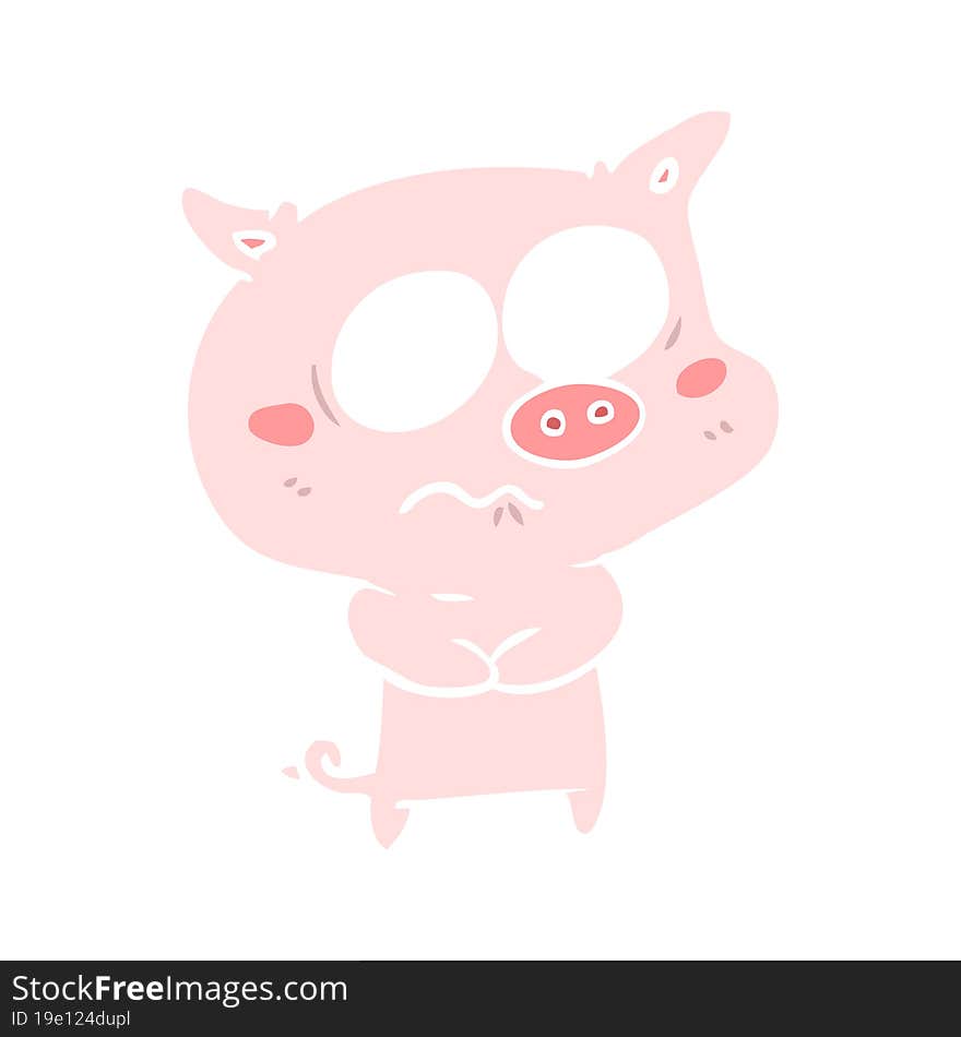 flat color style cartoon nervous pig