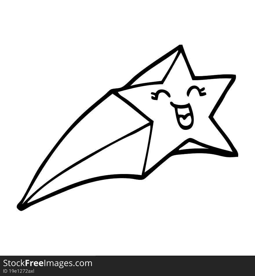 line drawing cartoon shooting star