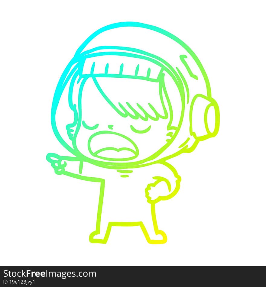 cold gradient line drawing cartoon talking astronaut