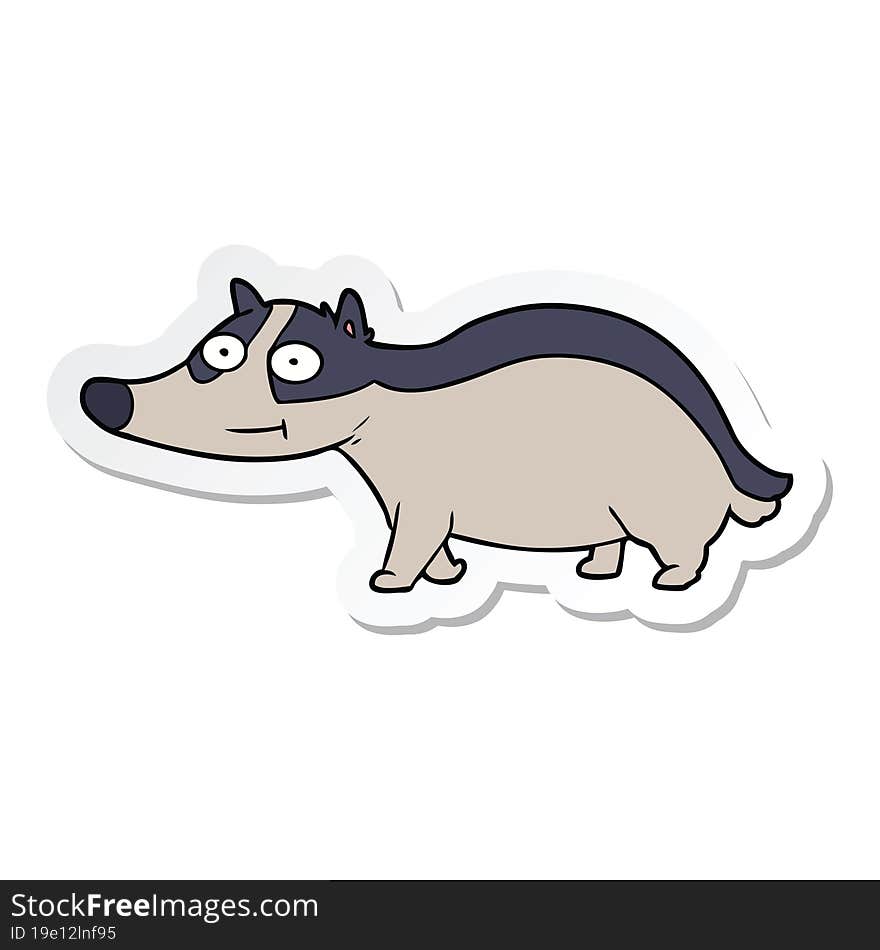 sticker of a cartoon friendly badger