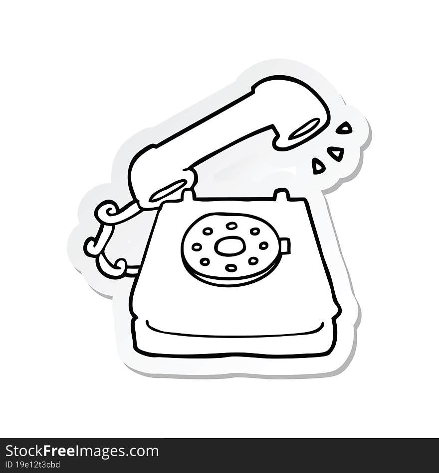 sticker of a cartoon ringing telephone