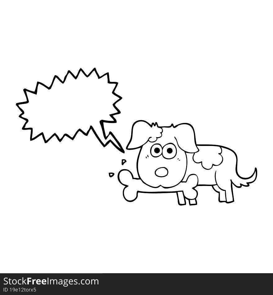 Speech Bubble Cartoon Dog With Bone