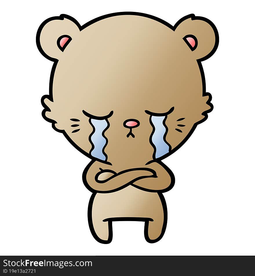 crying cartoon bear with folded arms. crying cartoon bear with folded arms