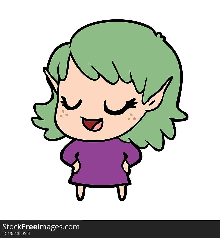 happy cartoon elf girl. happy cartoon elf girl