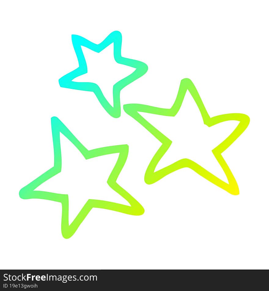 Cold Gradient Line Drawing Cartoon Star