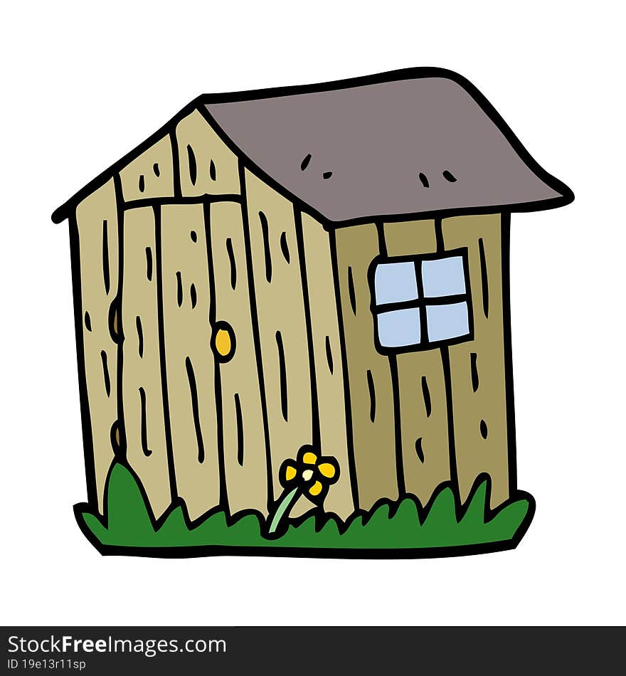 Cartoon Doodle Wooden Shed