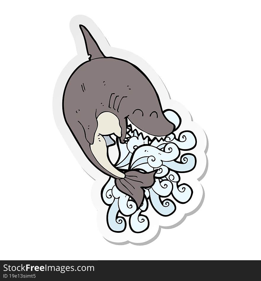 sticker of a cartoon shark