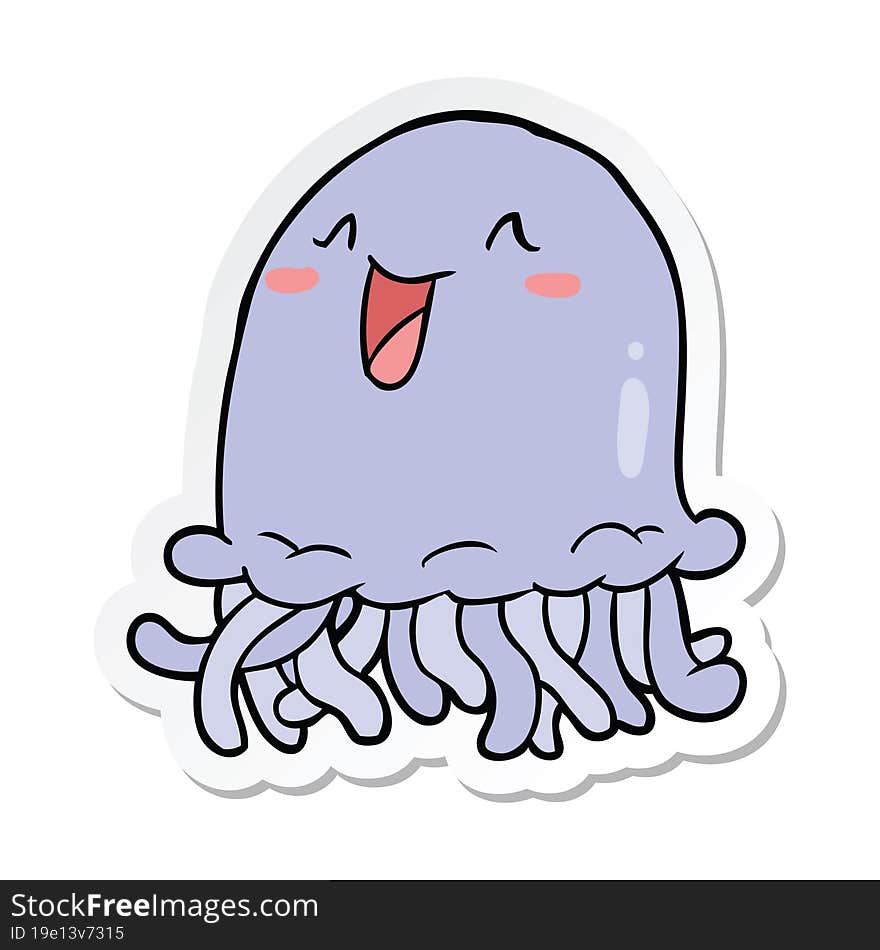 Sticker Of A Cartoon Jellyfish