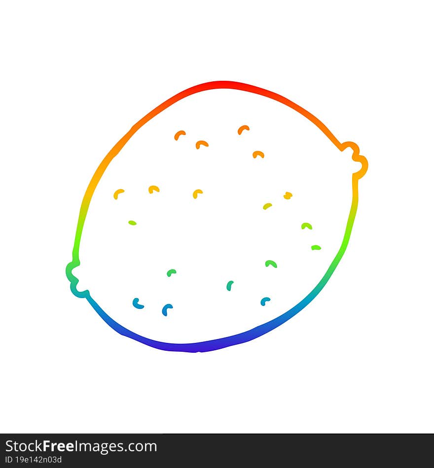 rainbow gradient line drawing cartoon lemon